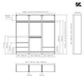 Aménagement 3 espaces, profondeur 465 mm,  Zebrano Blanc, 4 tringles - 7 étagères