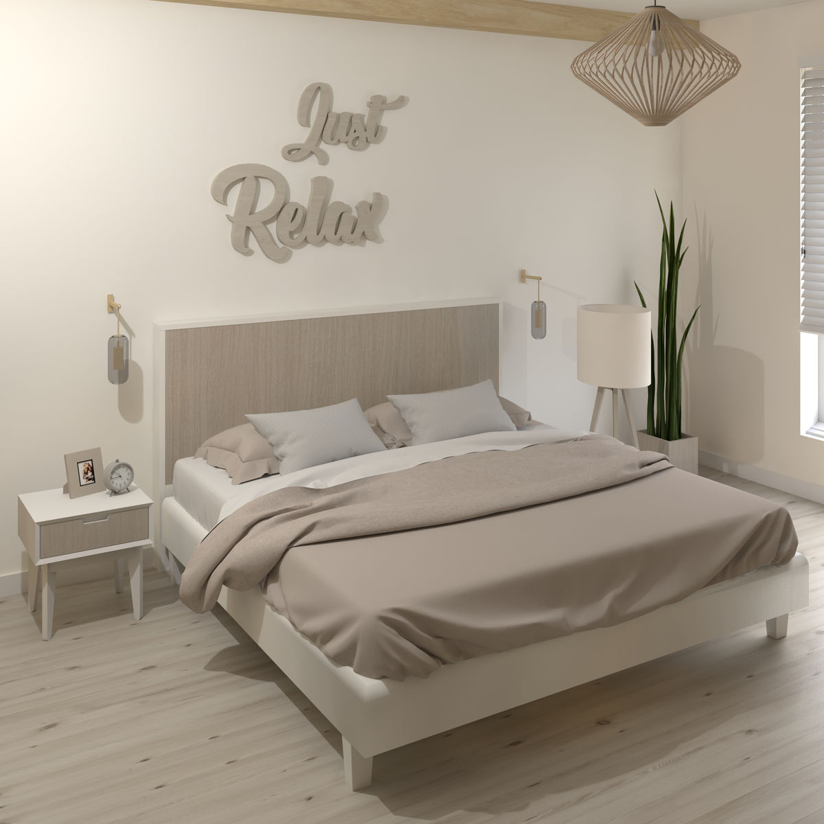 Tête de lit de 160 cm Blanc Mat et Bois Patiné Rose | Kazed